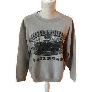 Durango Silverton Colorado Railroad Crewneck Sweatshirt Grey Alore Fleece Bl Vtg